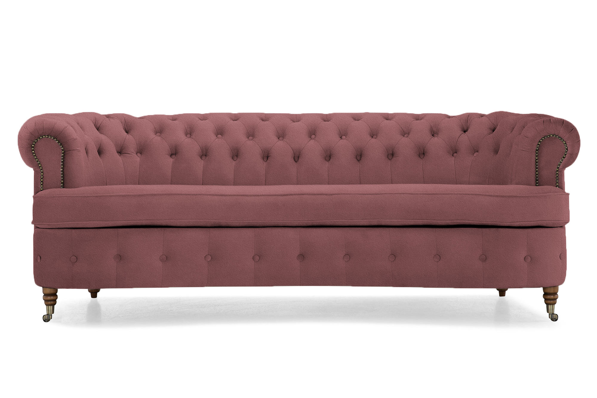 Канапе Chestefield Deluxe - триместно, извито, ръждиво розово - Image 3
