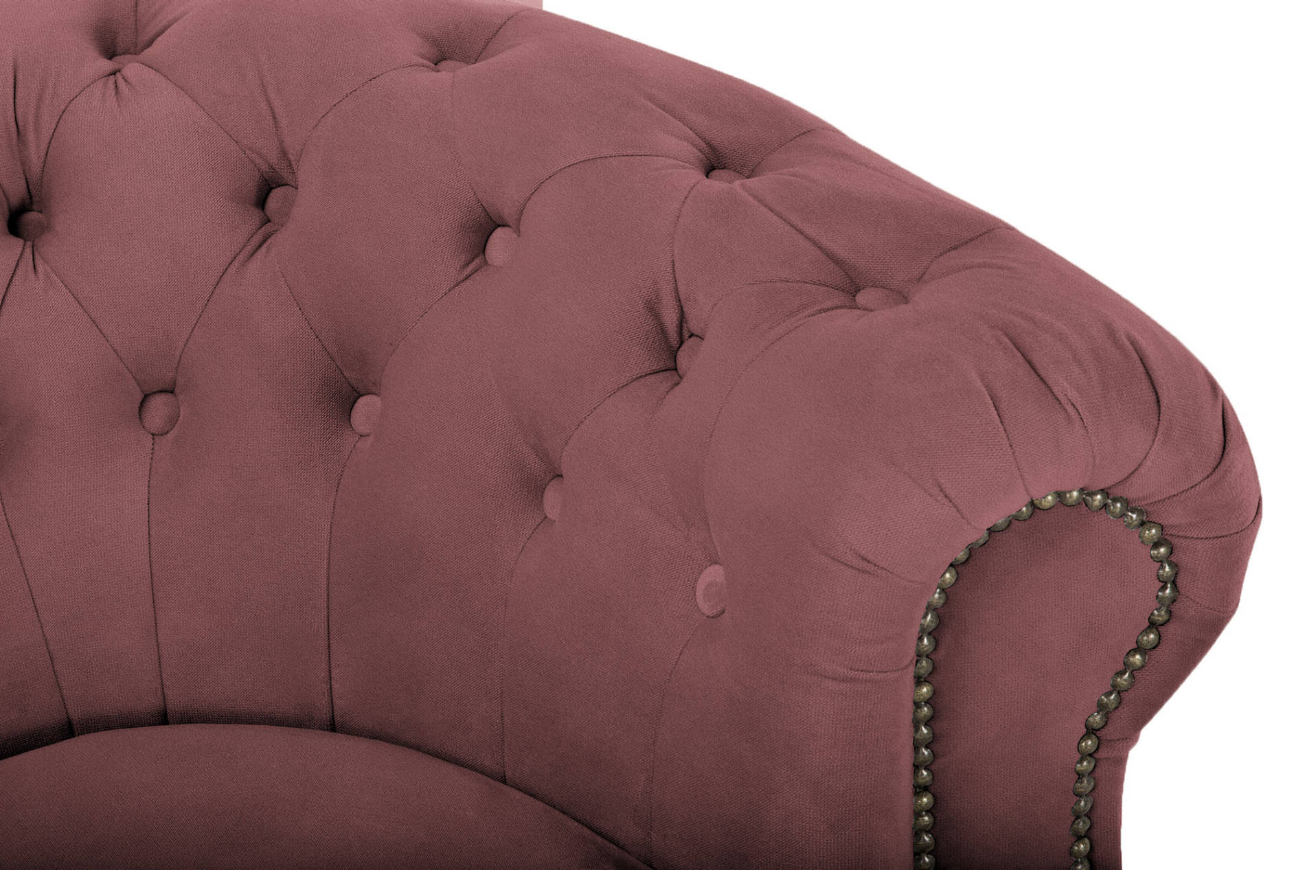 Канапе Chestefield Deluxe - триместно, извито, ръждиво розово - Image 7