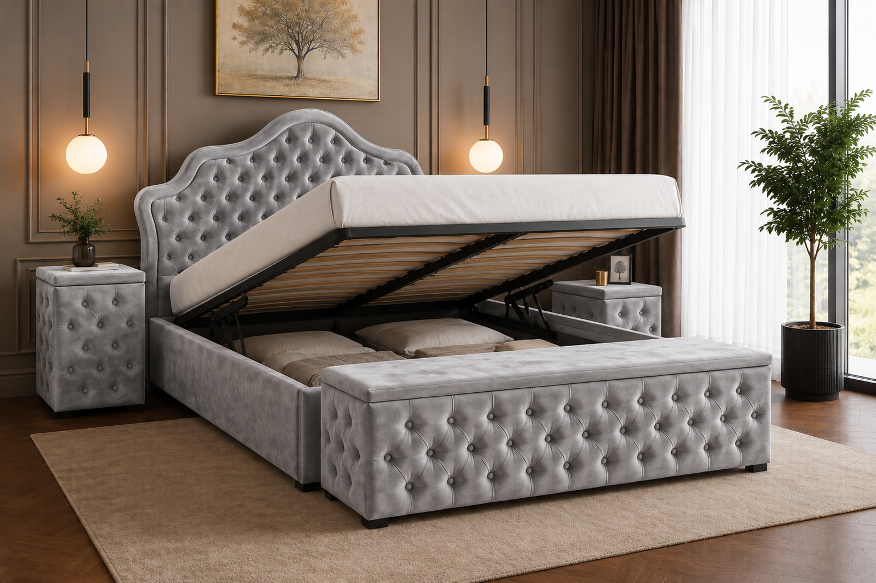 Спалня Chesterfild Delux – Victoria цвят светло сив Davis Riviera 80 - Image 2