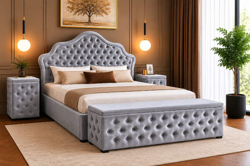 Спалня Chesterfild Delux – Victoria цвят светло сив Davis Riviera 80 - Image 5