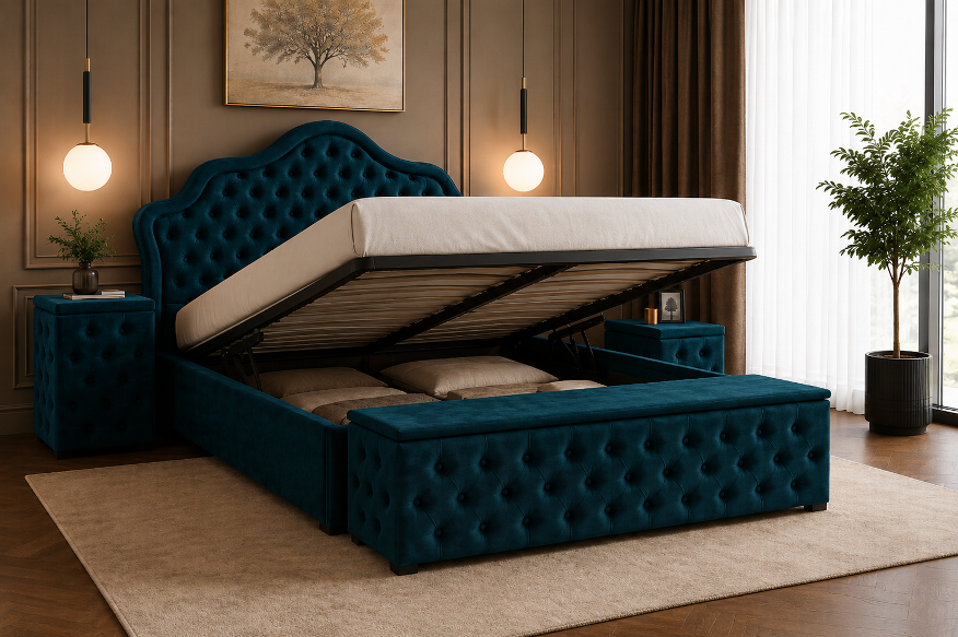 Спалня Chesterfild Delux – Victoria цвят – тъмно петролно синьо Davis Riviera 81 - Image 2