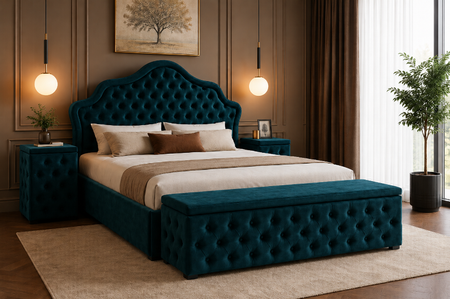 Спалня Chesterfild Delux – Victoria цвят – тъмно петролно синьо Davis Riviera 81 - Image 5
