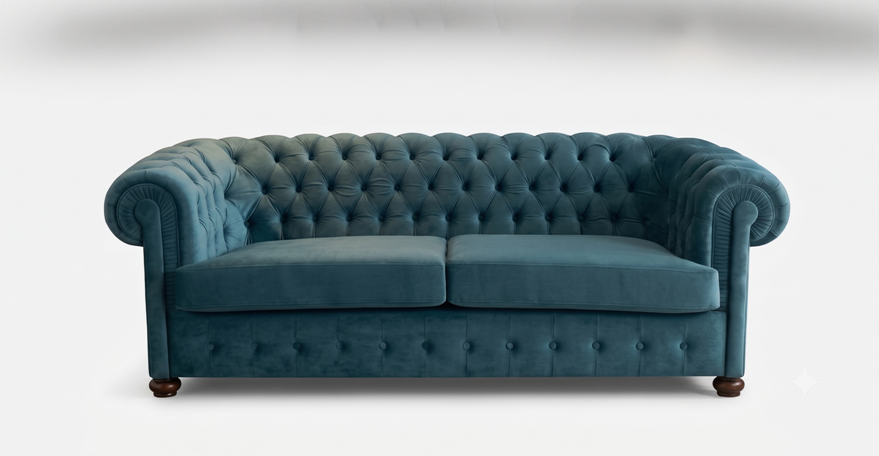 3-ка Chesterfield Texas цвят Davis Riviera 87 синьо зелен тюркоаз - Image 2