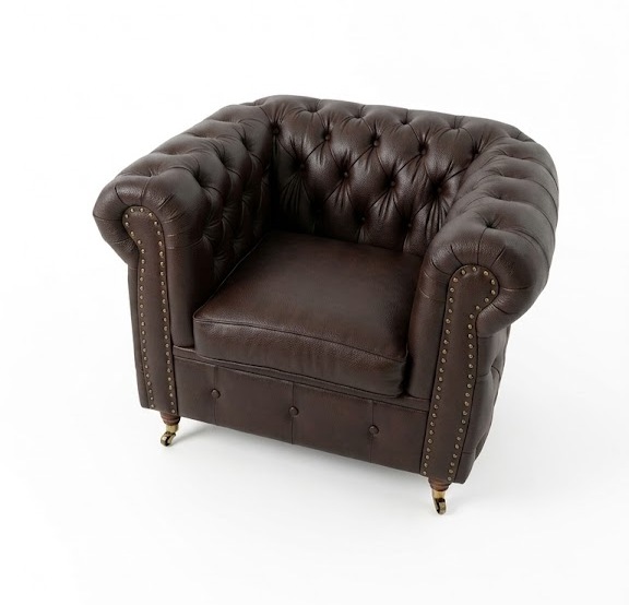 Фотьойл Chesterfield Deluxe- Challenger, цвят Davis Preston 29 Винтидж кафяв - Image 5
