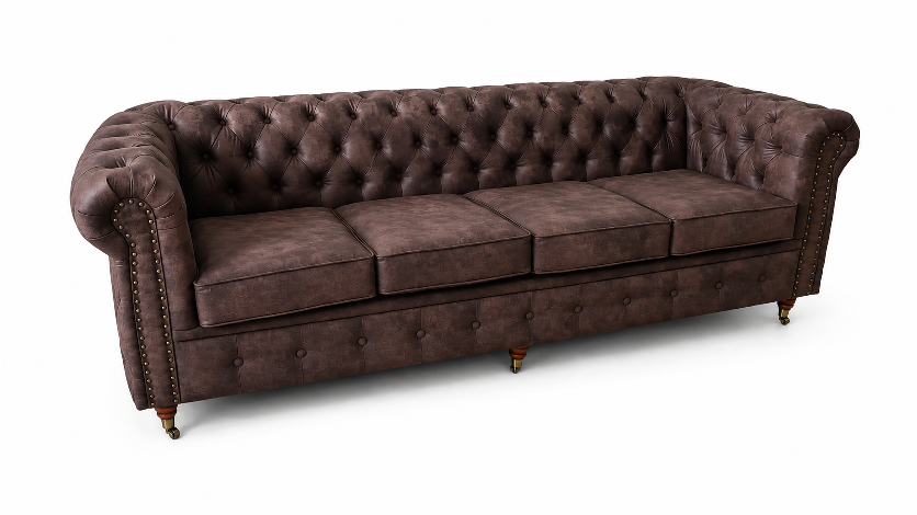 4-ка Chesterfield Deluxe- Challenger, цвят Davis Preston 29 Винтидж кафяв - Image 3