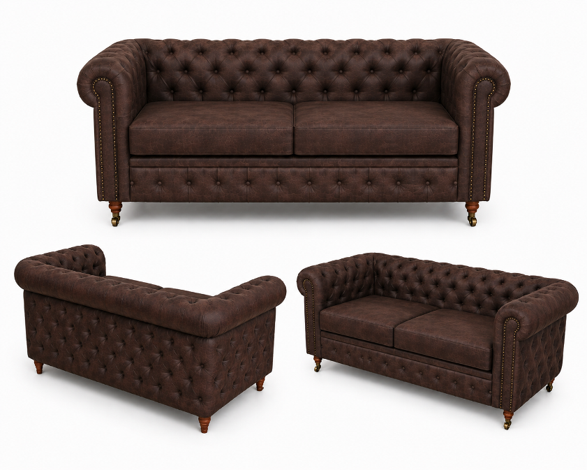 2-ка Chesterfield Deluxe- Challenger, цвят Davis Preston 29 Винтидж кафяв - Image 3