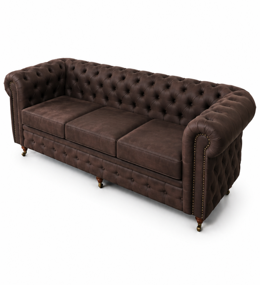 3-ка Chesterfield Deluxe- Challenger, цвят Davis Preston 29 Винтидж кафяв - Image 2